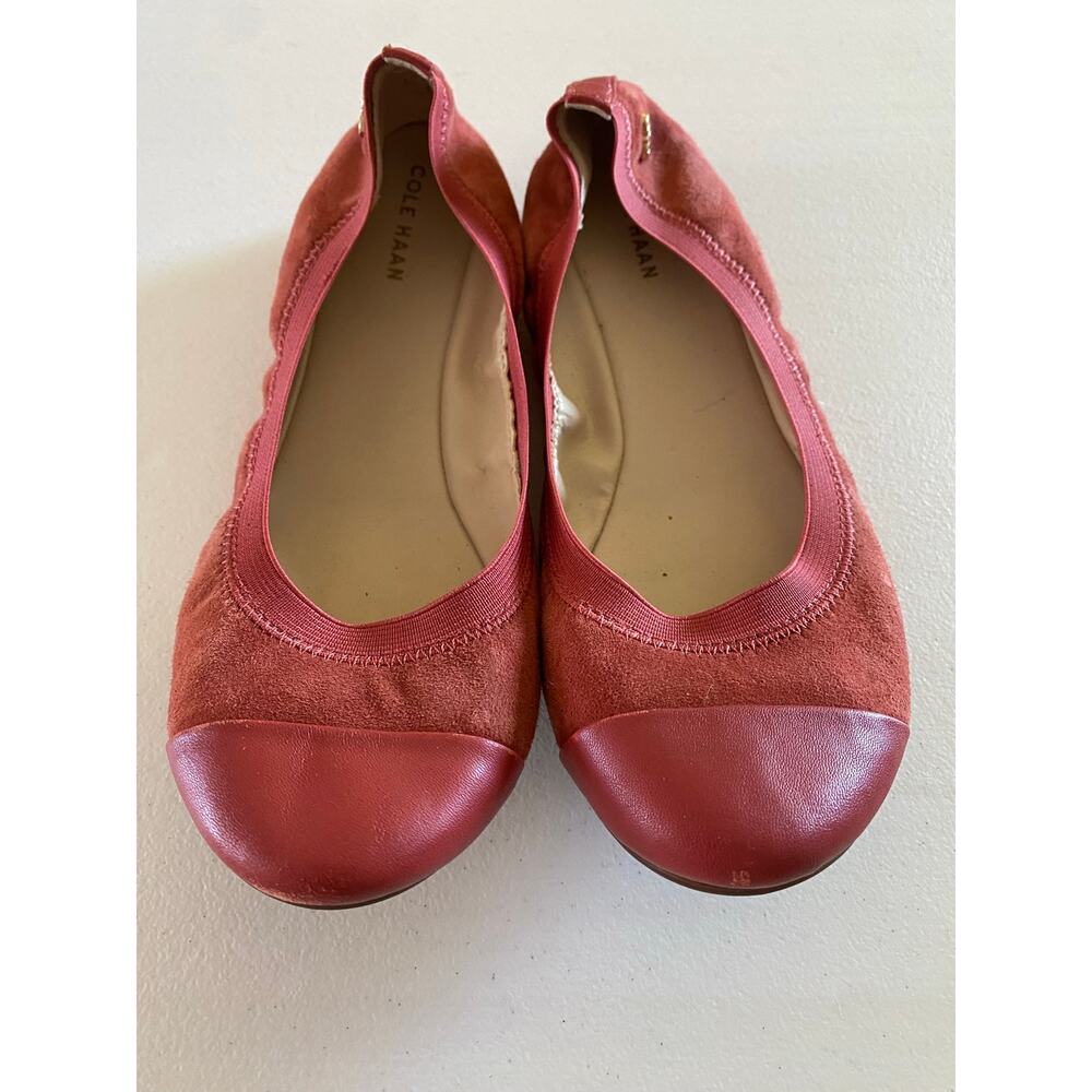 Cole Haan Preppy Women's 7 Ballet Flat Suede Leather Cap Toe Classic Chic